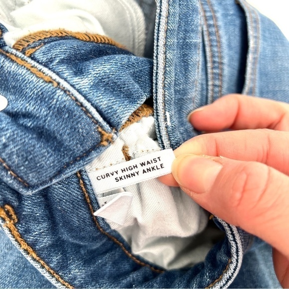 LOFT Woman's Blue Medium Wash Curvy High Waist Skinny Ankle Jeans Size 25 - Picture 5 of 13